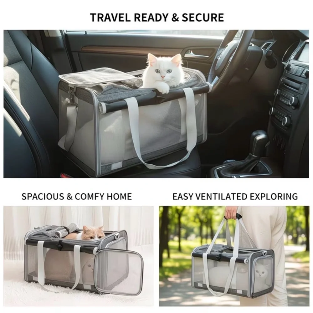 Pet Carrier with Foldable Design and Reinforced Handles~ BLUE